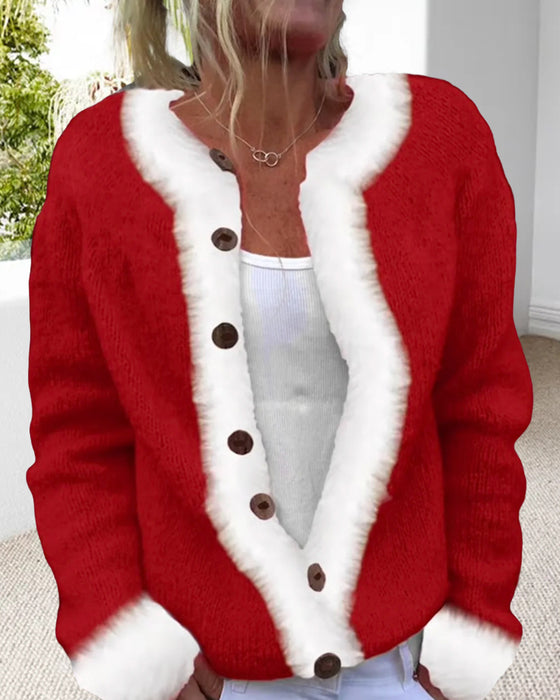 Kontrastfarget Moteriktig Langermet Cardigan
