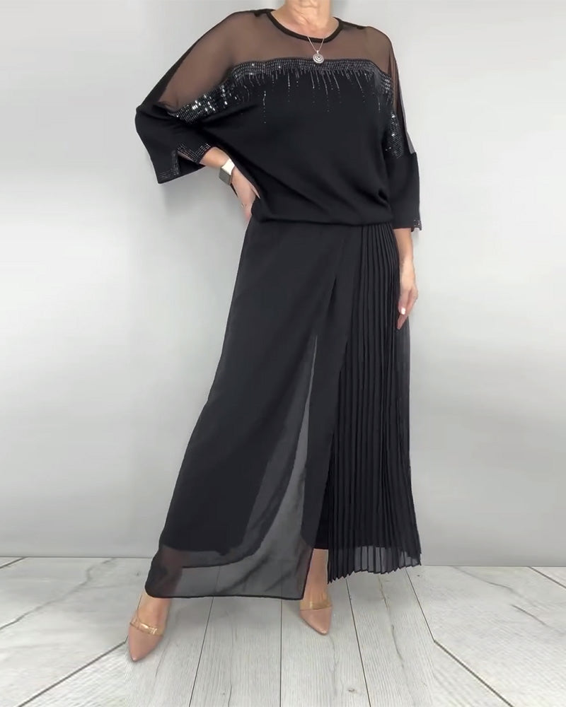 Bluse Mesh Spleising Løs