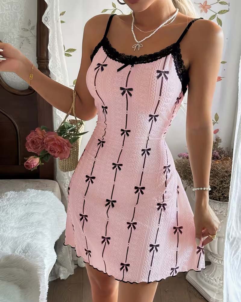 Søvnkjole Blonde Sløyfe Trykk