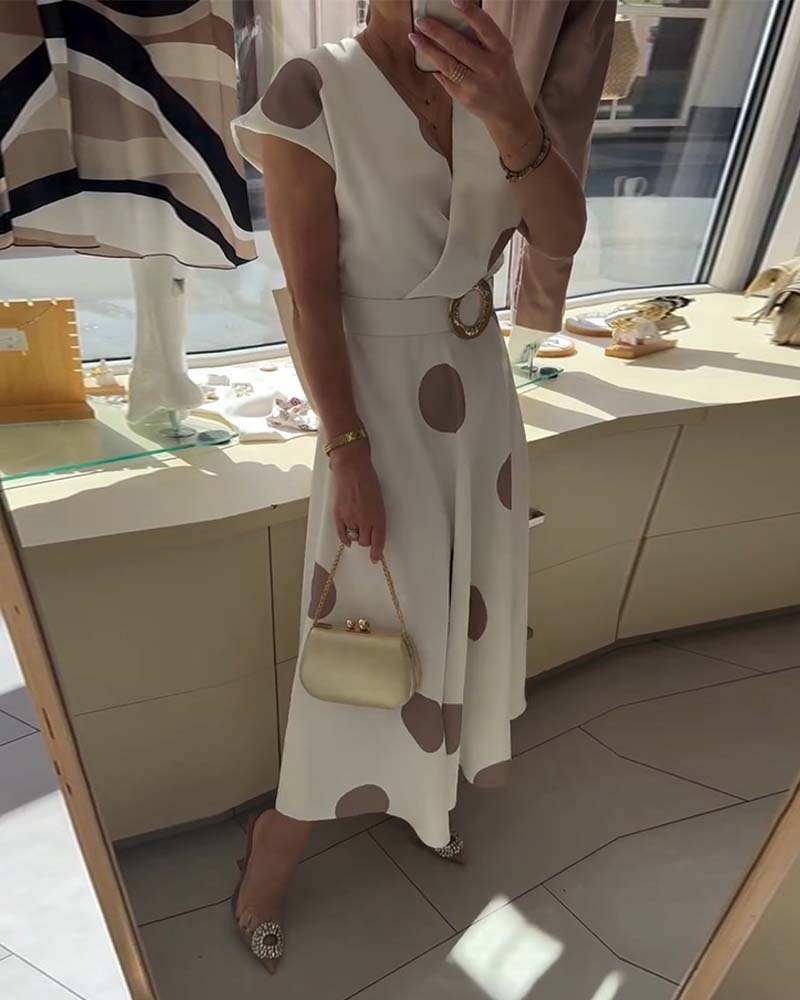 Kjole Prikket V-Hals Midjestrammende