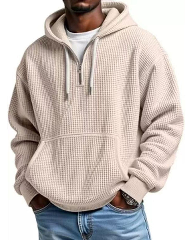 Hoodie Herre Solid Glidelås Pullover