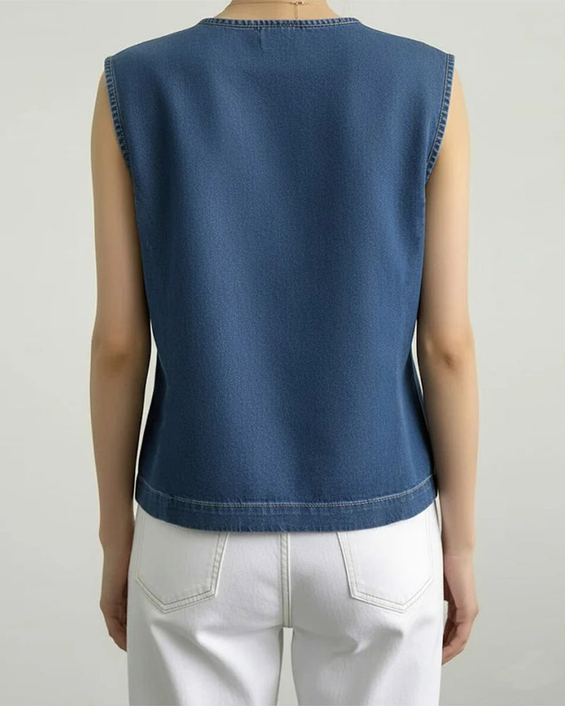 Tank Topp Asymmetrisk Knyte Denim