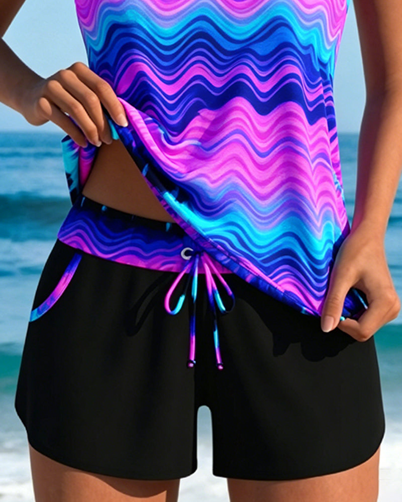 Tankinis Bølgete Stripe Gradient