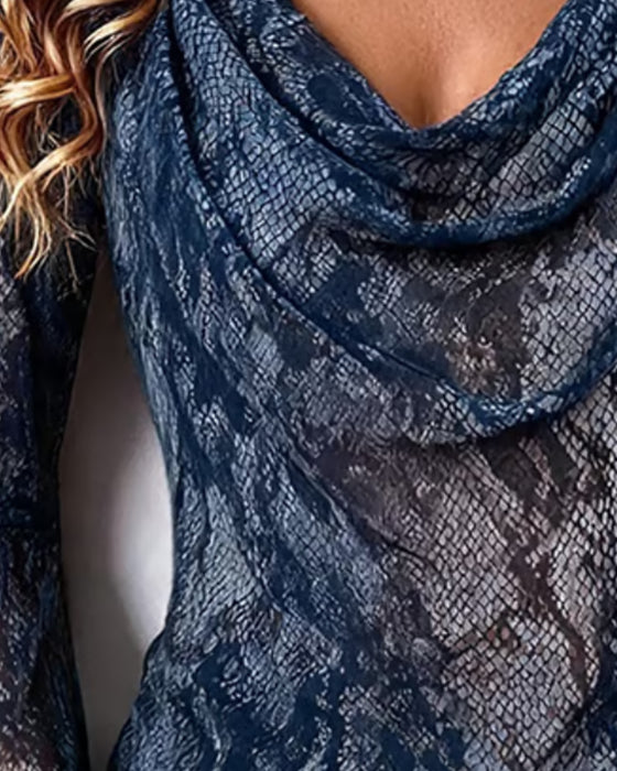 Bluse Ormskinn Nett Drape-Hals
