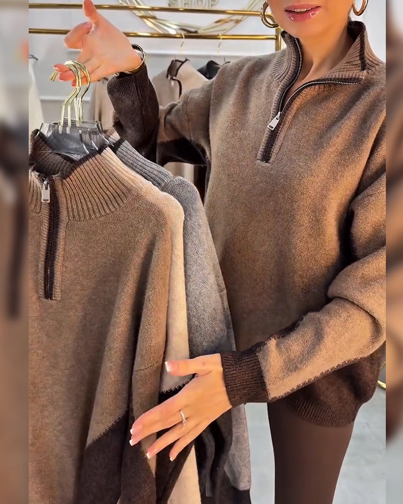 Genser Med Halvglidelås Og Kontrastfarge