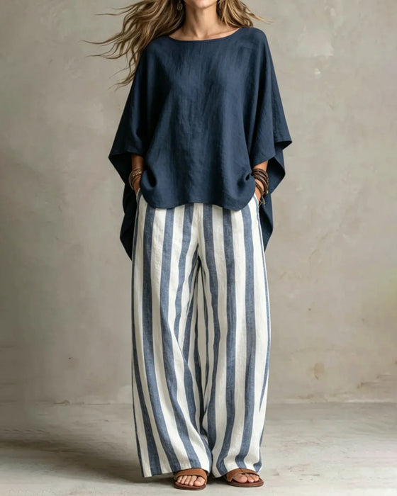Sett Casual Flaggermus Løs Stripe
