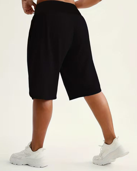 Høy Midje Vide Ben Shorts