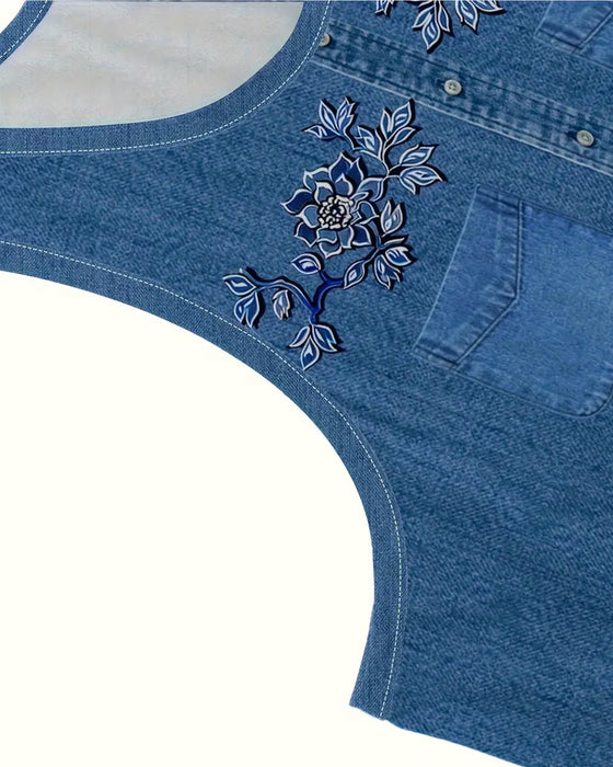 Kjole Ermeløs Imitasjon Denim