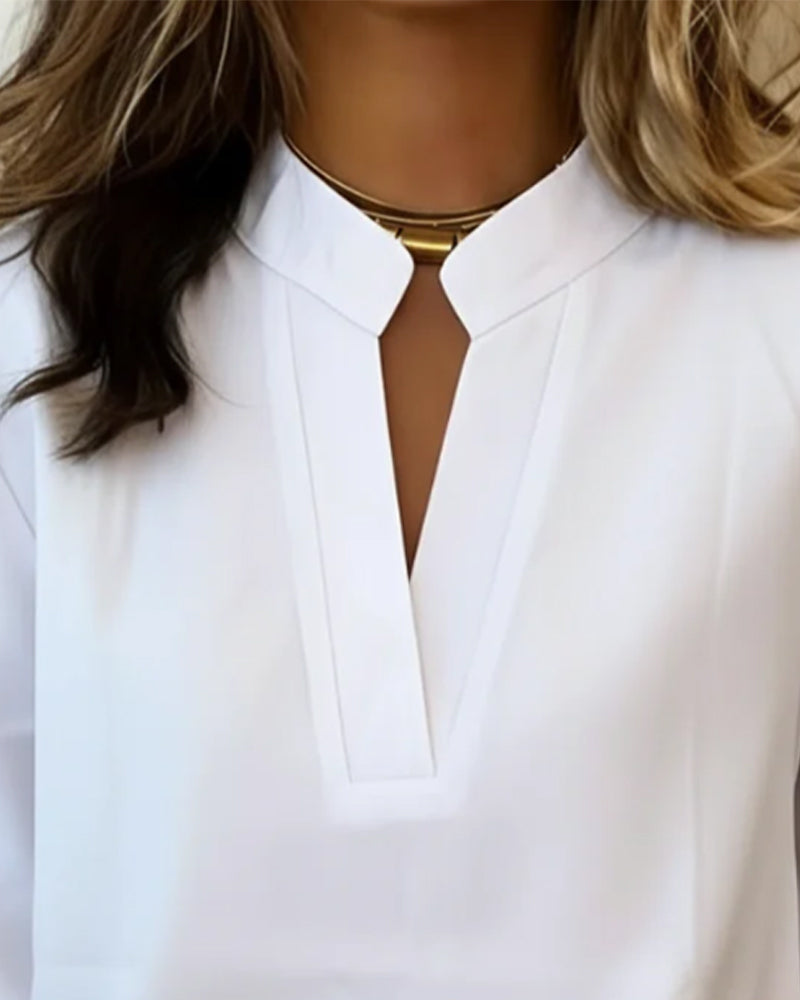 Topp I 100% Bomull Med V-Hals Og Trekvart Erme