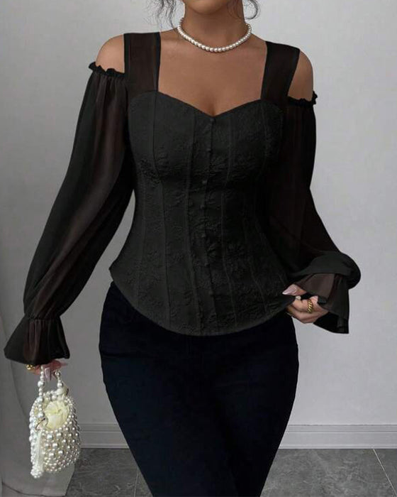 Bluse Off-Shoulder Lang Erme Midje