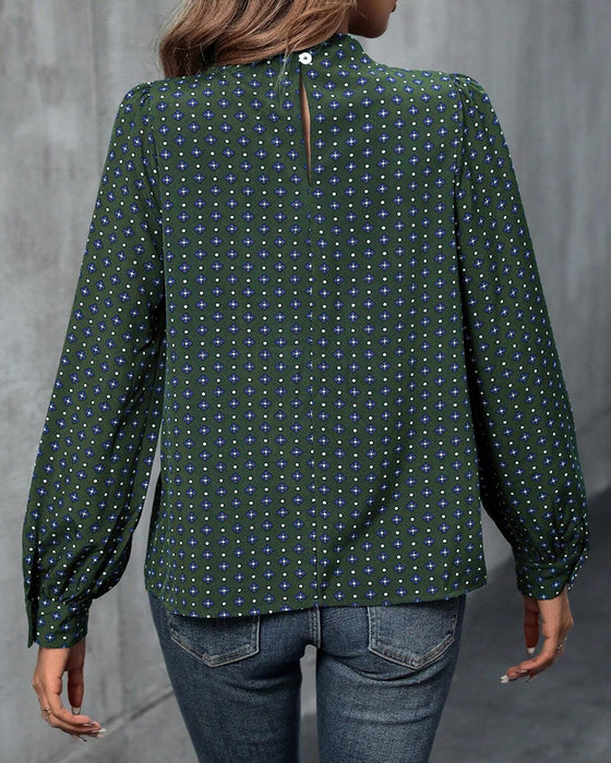 Bluse med vintage stil og print