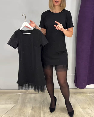 Kortermet Kjole Med Rhinestone Patchwork