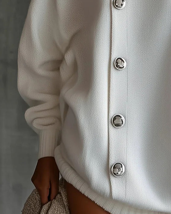 Sweater Dress Knapp Solid Lang Erme