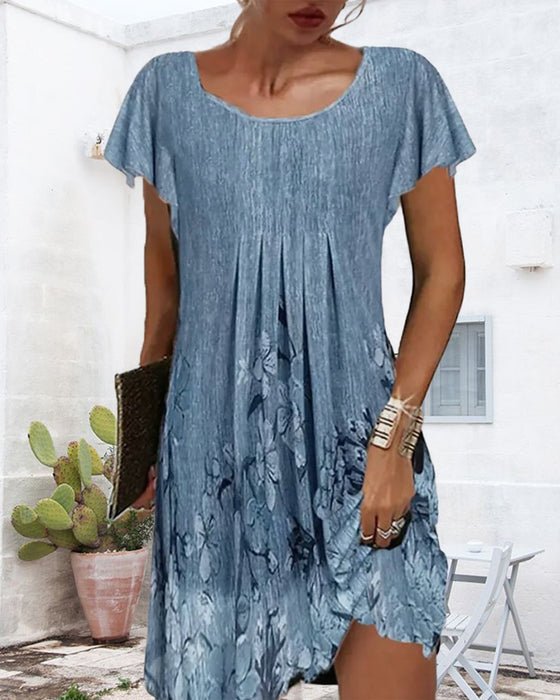 Kjole Rysyet Ermer Trykt