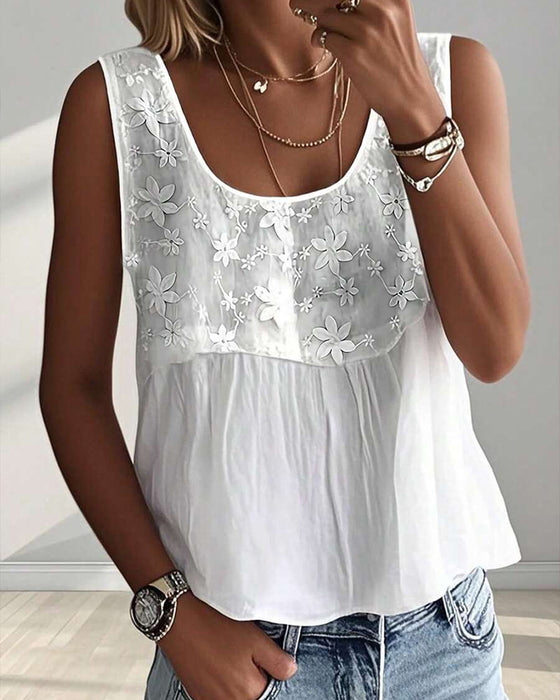 Tank Top U-Hals Ermeløs Solid