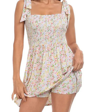 Kjole Kvinne Blomstrende Mini Med Innebygde Shorts