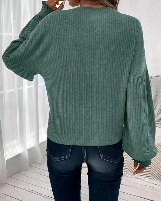Topp Rund Hals Drop Skulder Lanterne Erme