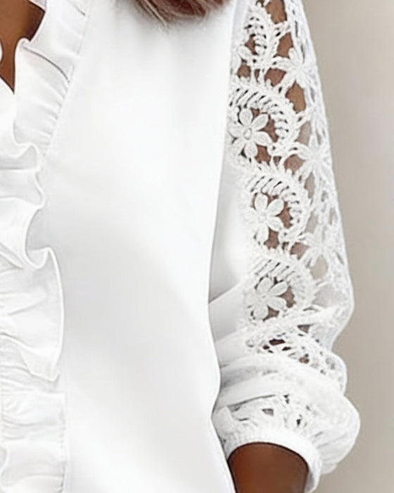 Bluse Lotus V-Hals Fillearbeid Blonder