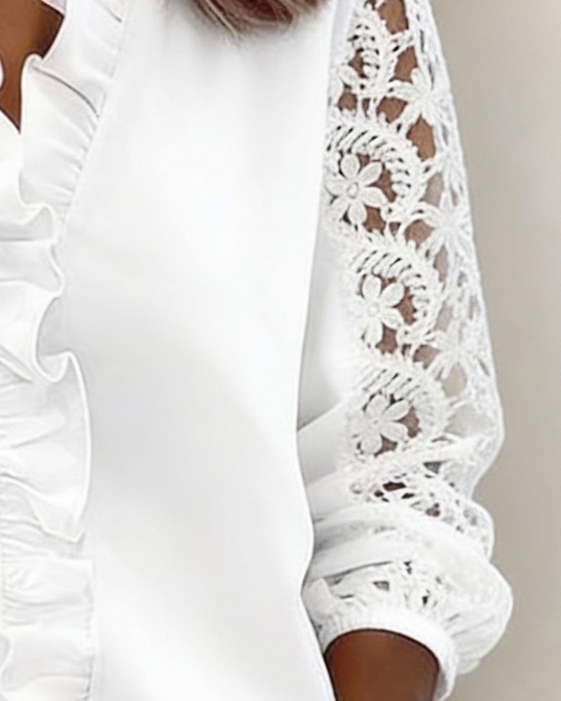 Bluse Lotus V-Hals Fillearbeid Blonder