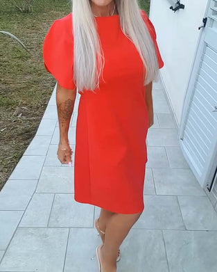 Kjole Ensfarget Pufferme A-Linje