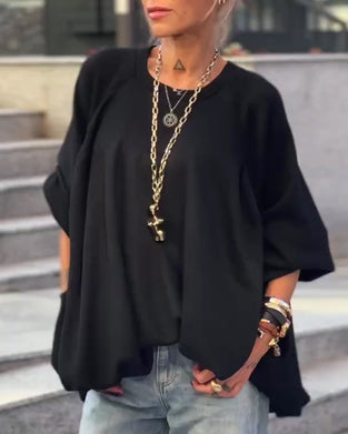 Sweatshirts Ensfarget Løs Uregelmessig