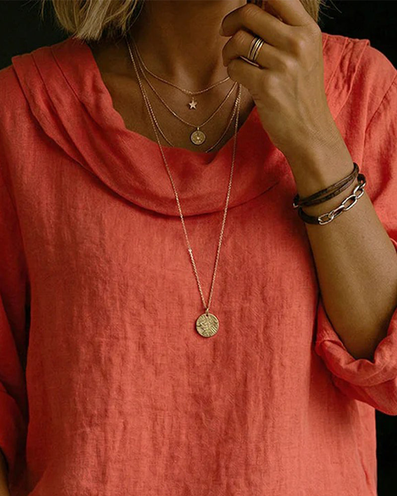 Topp Nedbrettet Krage Bomull