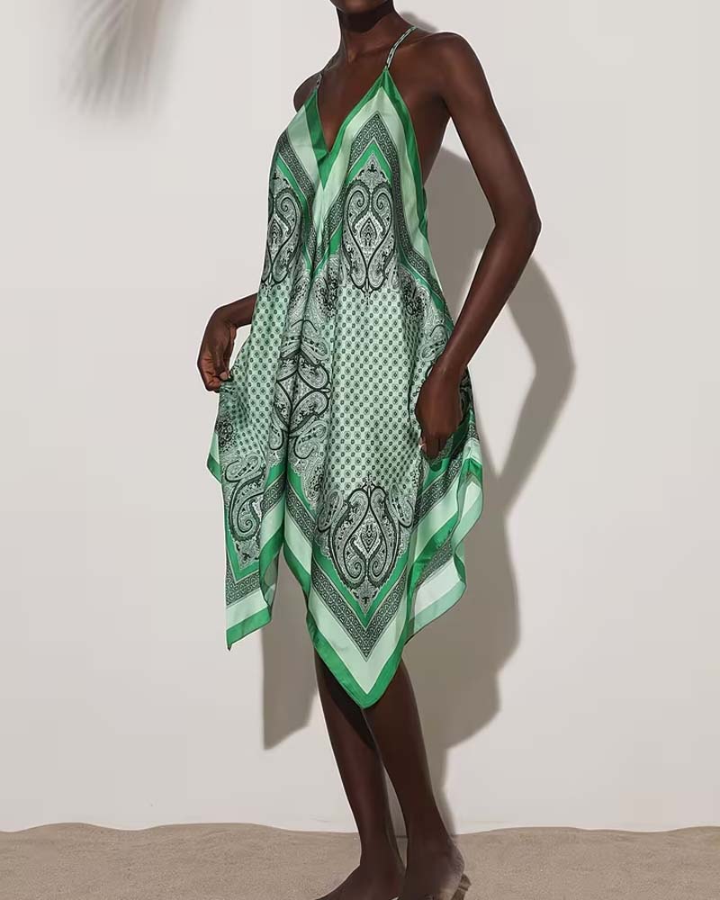 Kjole Uregelmessig Drapet Trykk