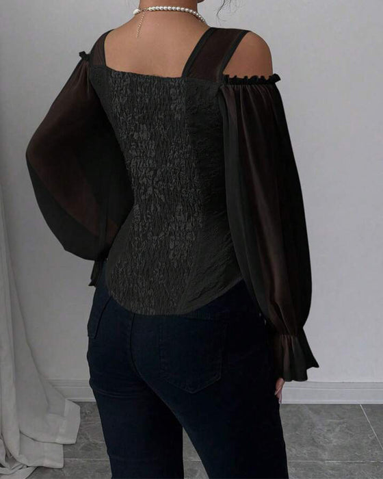 Bluse Off-Shoulder Lang Erme Midje
