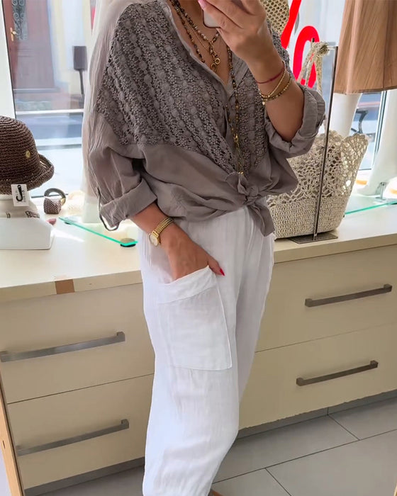 Bluse Med Knapp Og Flaggermuserme
