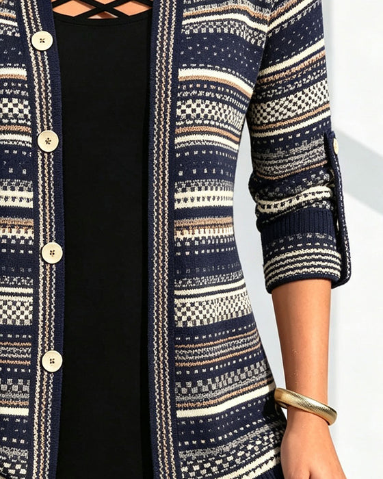Bluse Bohemisk Stripe Jakkeslag Falsk Lag