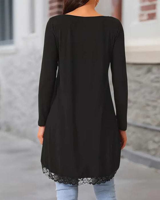 Uregelmessig Langermet Topp Med Mesh-Lappverk