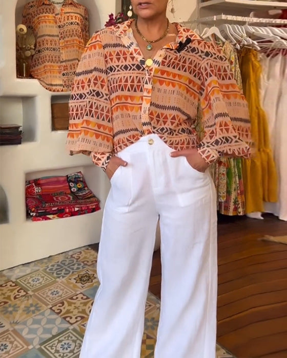 Skjorte med jakkeslag og retrotrykk