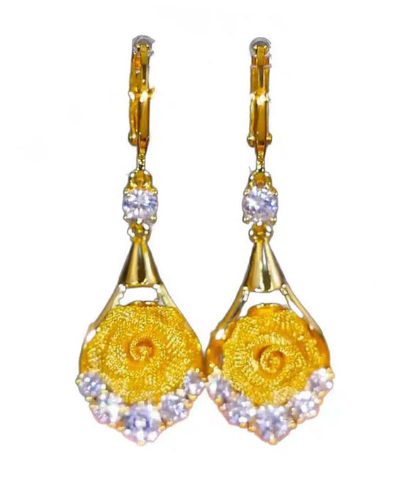 Elegante Mesh-Ørringer Med Rosemotiv