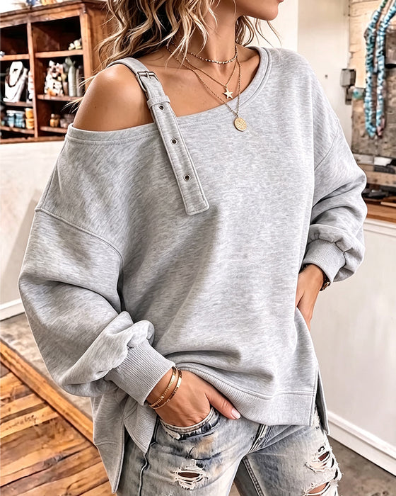Sweatshirt Blott Skulder Stropp Splitt Løs Passform