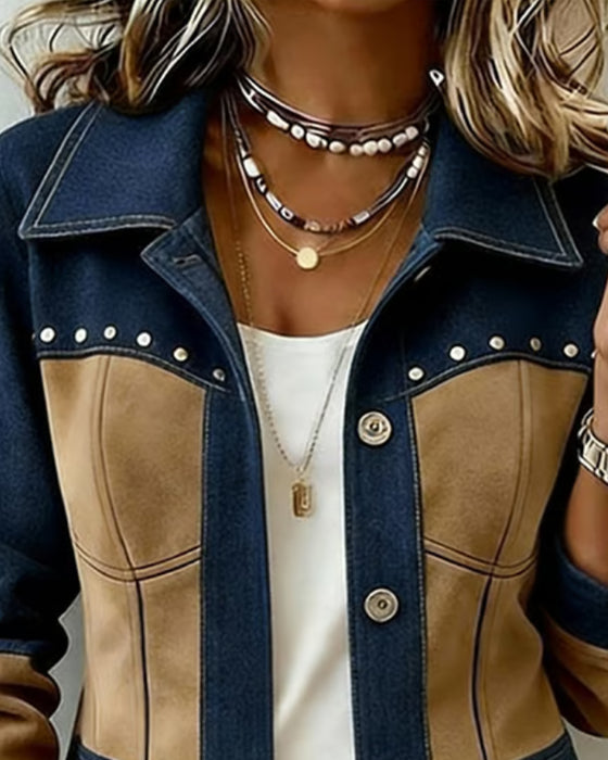 Frakk Hetter Glidelås Lomme Denim Panel