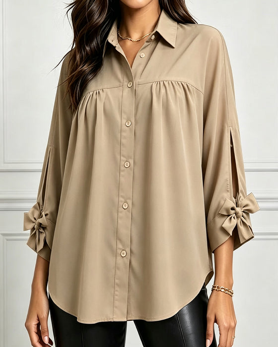 Bluse Sløyfe Detalj Casual Solid