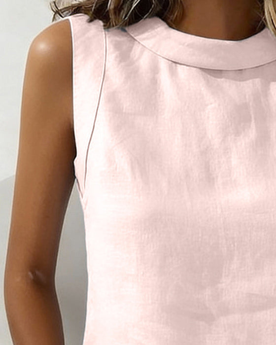 Bluse Ren Bomull Krage Ermløs