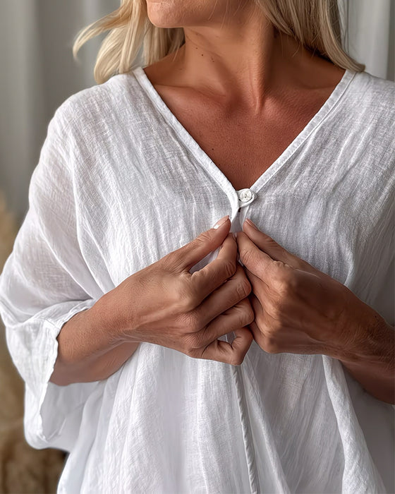 Bluse Løs Flaggermus Erme Solid