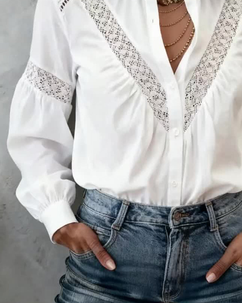 Skjorte Sopp Kant Krage Blonder Lappetøy