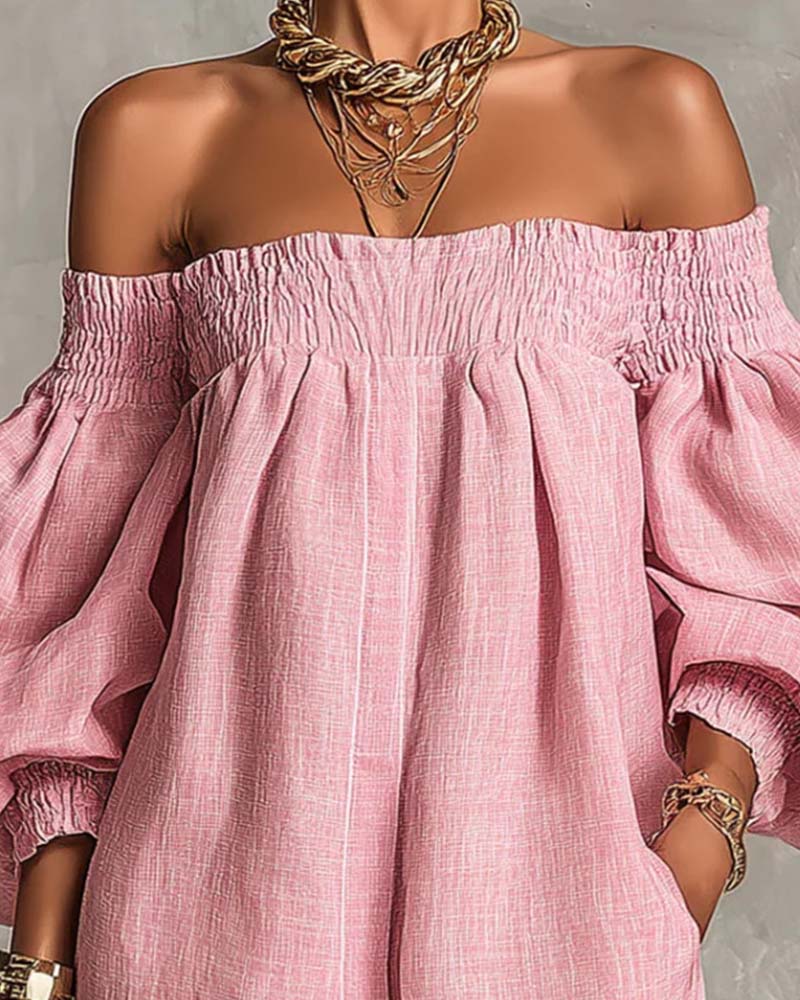 Kjole Bandeau Elastisk Puffererme
