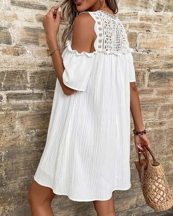 Kjole Utskjæring Off-Shoulder Kort