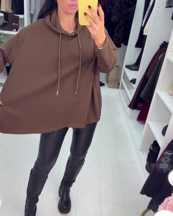 Uregelmessig Løysittende Helfarget Langermet Genser