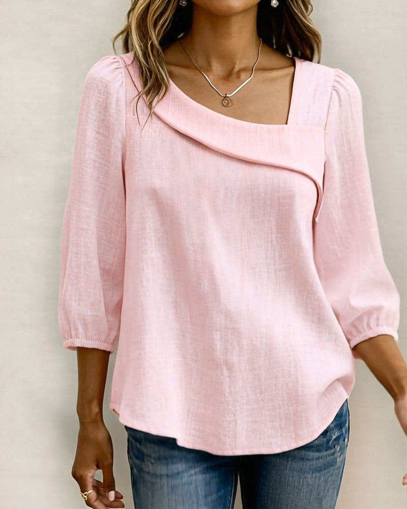 Bluse Ensfarget Trekvart Erm