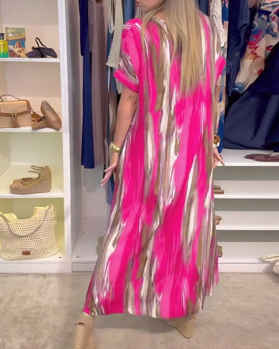 Kjole med avslappet løs v-hals