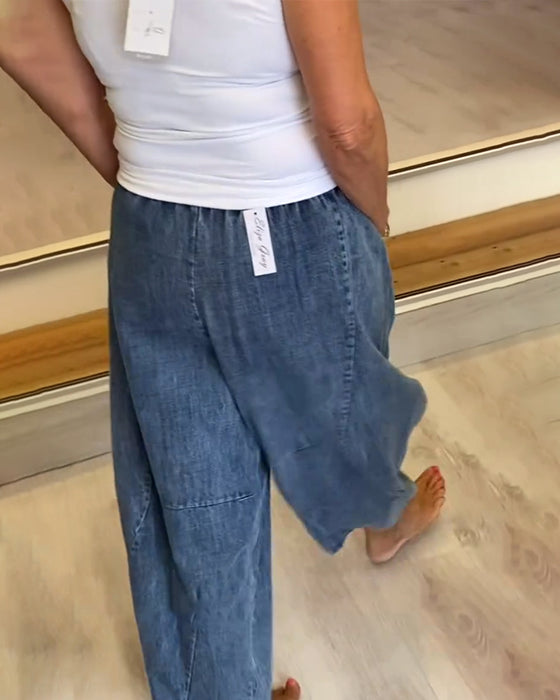 Jeans Med Elastisk Midje I Casual Stil