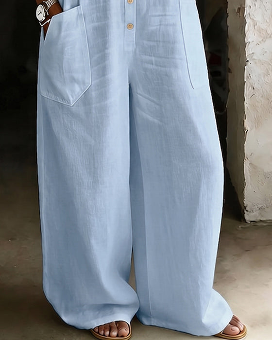Kjeledress 100% Bomull Jakkeslag Casual Bredt Bein
