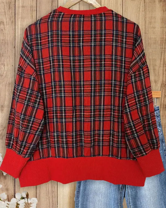 Sweatshirt Rutet Bokstav Rund Hals