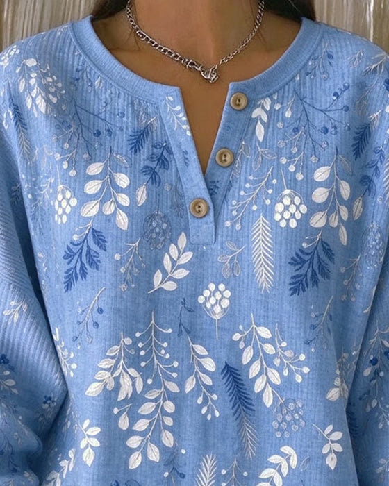 Sweatshirt Vaffel Henry Krage Blomstermønster