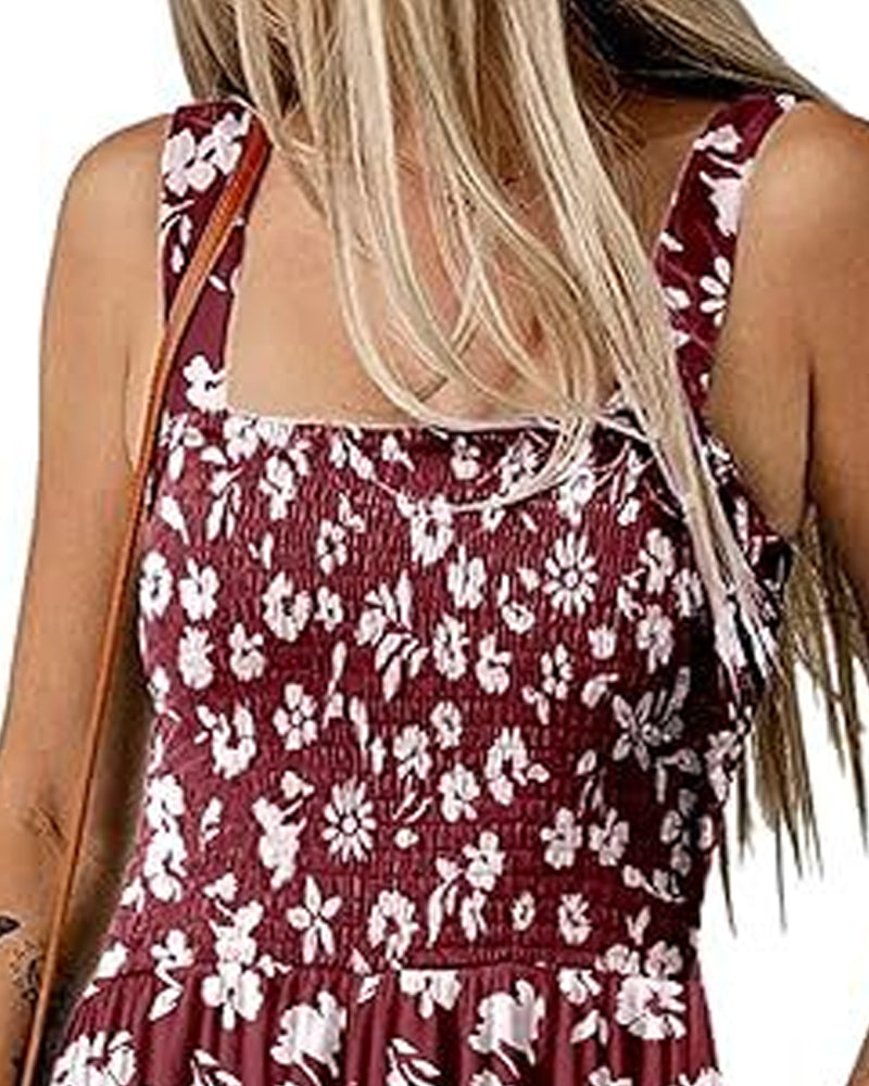 Jumpsuit blomstret avslappet stroppshortser