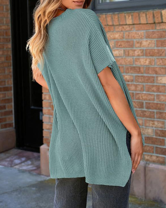 Pullover Ensfarget Rundhalset Flagermuserme
